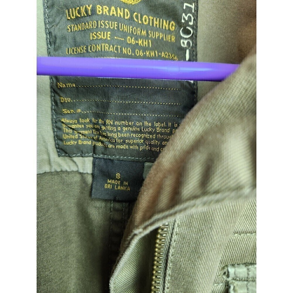 Lucky Brand Womens/Mens Military Field Jacket Hood Full Zip Olive Green Y2K - Picture 6 of 9